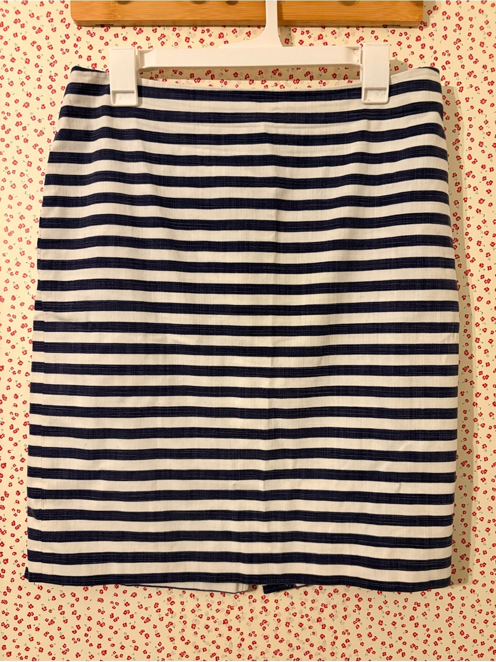 Talbots Striped Navy and White Pencil Skirt